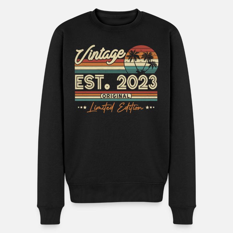 Einzigartiger 2023 Jahrgang - Männer Premium Bio Pullover - Schwarz