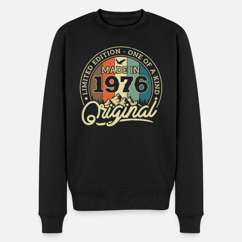 Cadeau d’anniversaire rétro '76 - Pull Premium bio Homme - noir