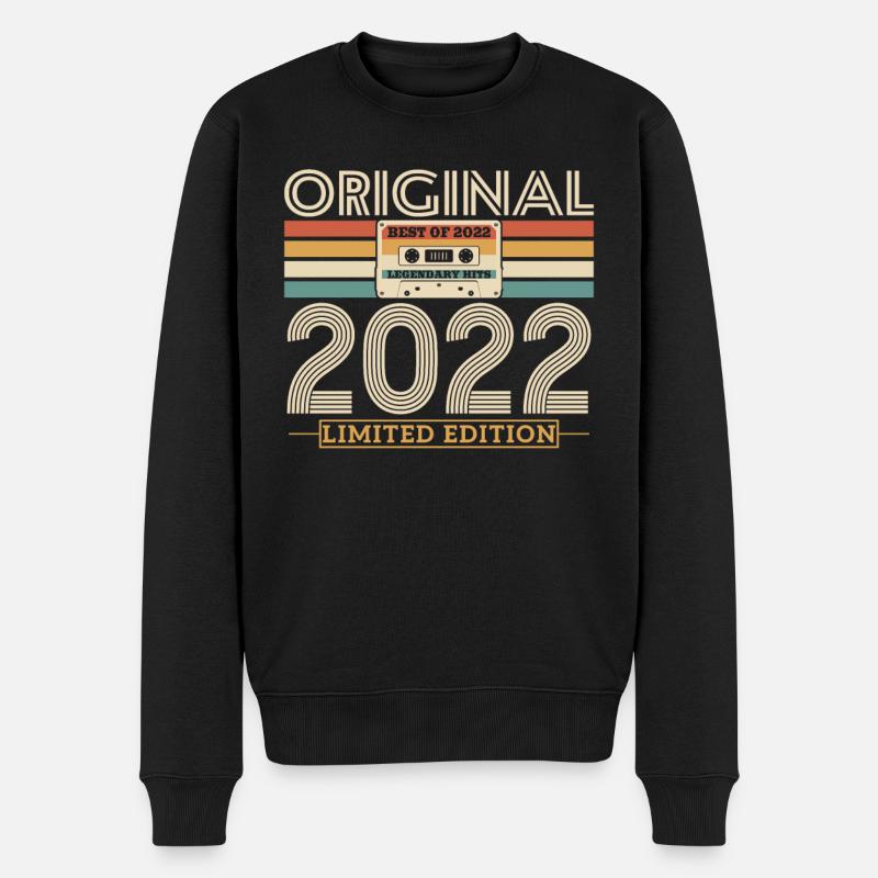 Cadeau nostalgique, millésime 2022 - Pull Premium bio Homme - noir