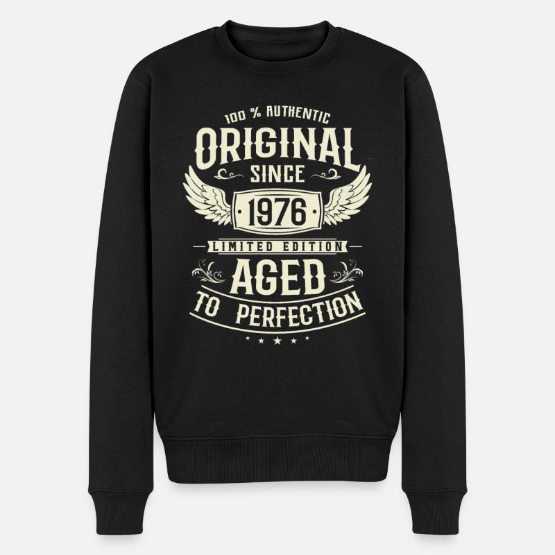 Nostalgie 76: Perfektes Geburtstagsgeschenk - Männer Premium Bio Pullover - Schwarz