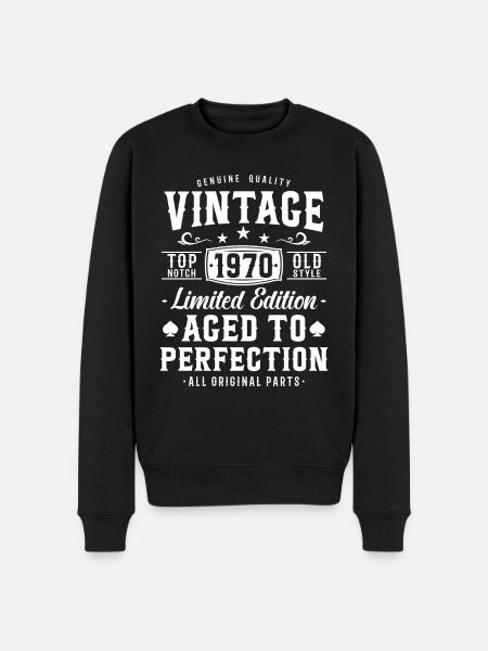Retro 1970s Birthday Gift - Men's Premium Organic Jumper - black