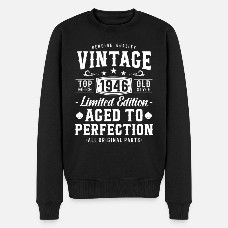 Cadeau d’anniversaire nostalgique 1946 - Pull Premium bio Homme - noir
