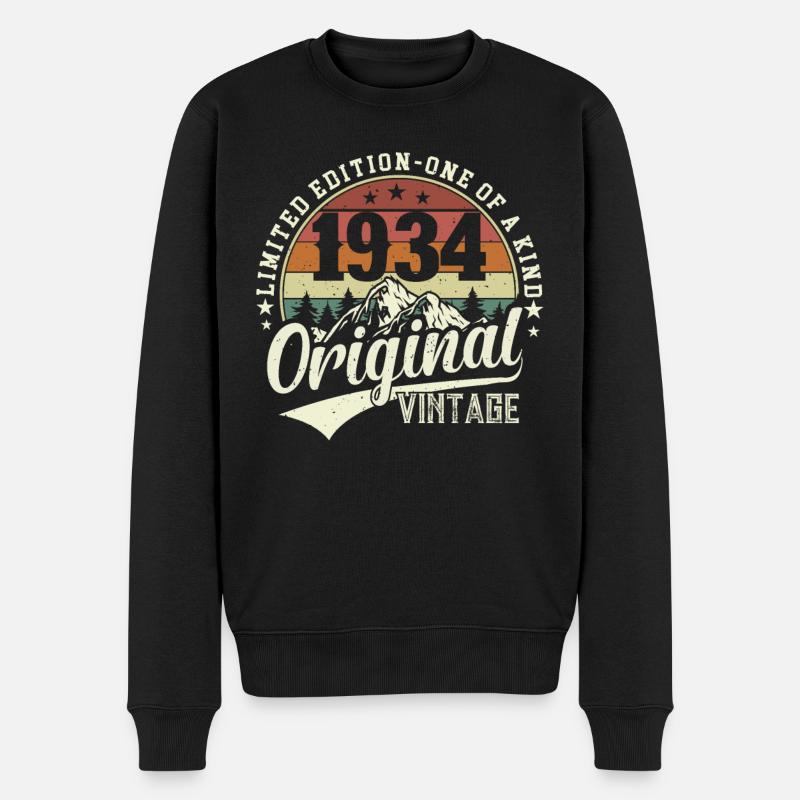Legendäres Vintage 1934 Geburtstagsshirt - Männer Premium Bio Pullover - Schwarz