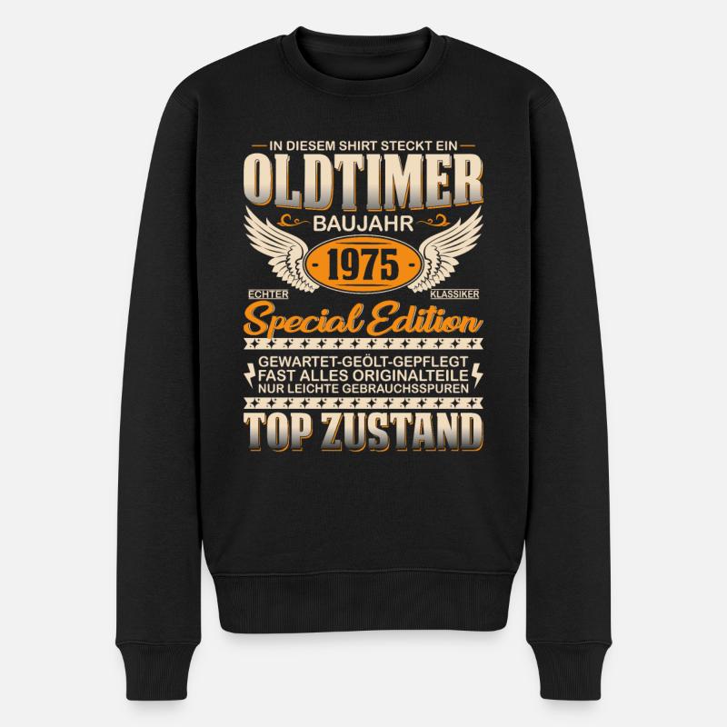 1975 Oldtimer Geschenk - Männer Premium Bio Pullover - Schwarz