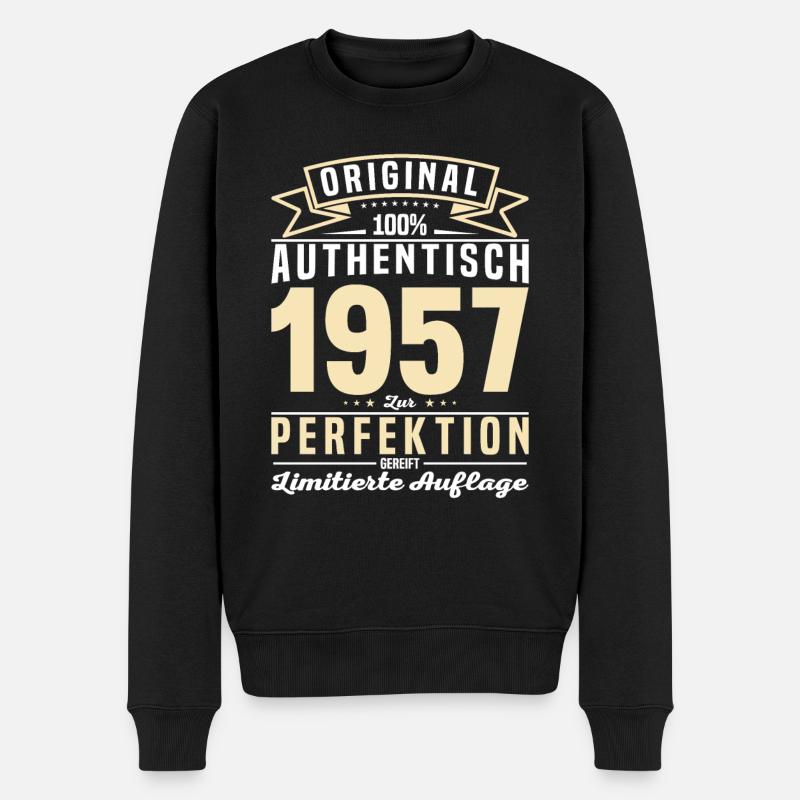 1957 Jahrgang: Ein authentisches Geschenk - Männer Premium Bio Pullover - Schwarz