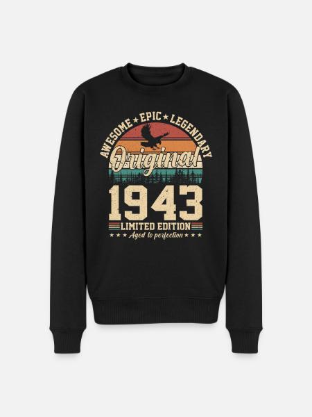 1943 Birthday - Men's Premium Organic Jumper - black