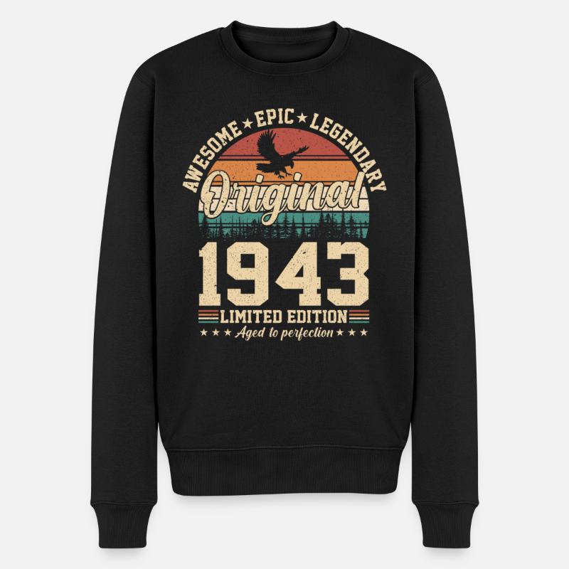 1943 Geburtstag - Männer Premium Bio Pullover - Schwarz