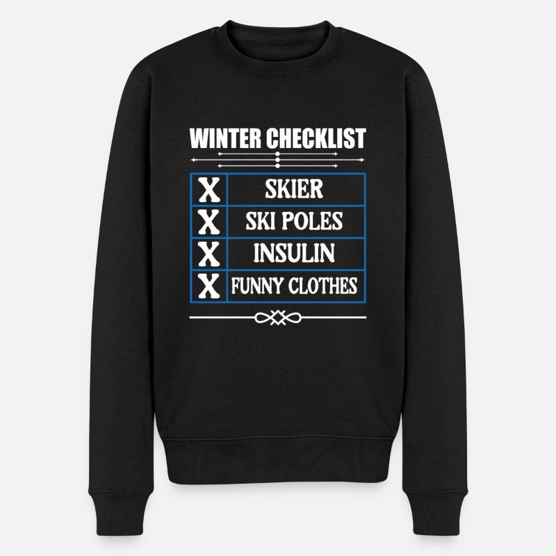 Winter Checklist für Diabetiker Insulin - Männer Premium Bio Pullover - Schwarz