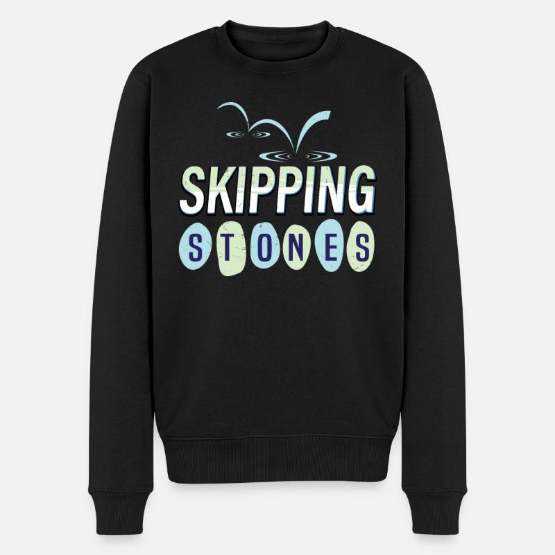 Skipping Stones - Männer Premium Bio Pullover - Schwarz