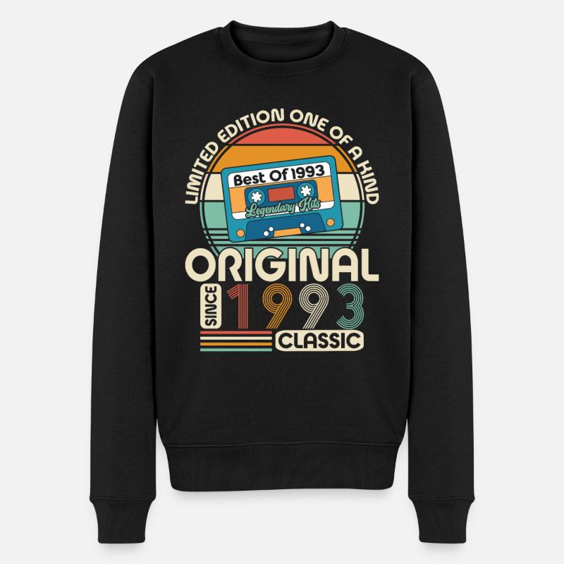Vintage 1993 Geburtstag - Männer Premium Bio Pullover - Schwarz