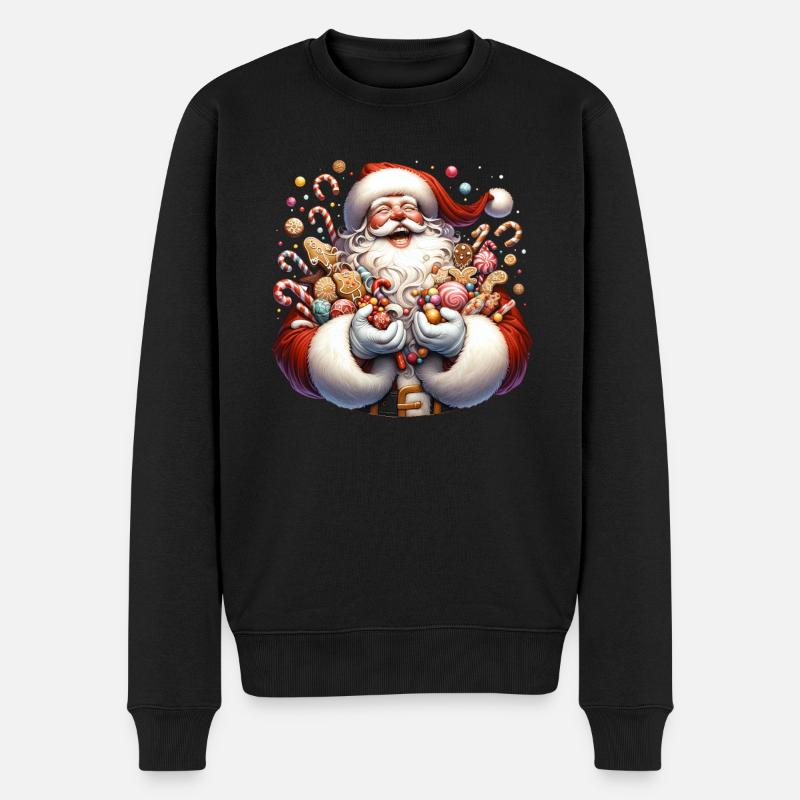 Drôle de Père Noël aime grignoter - Biscuits - Pull Premium bio Homme - noir