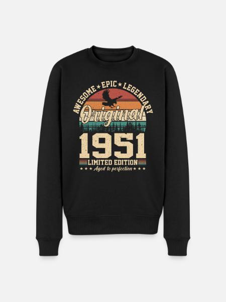 Legendary 73rd birthday 1951 - Men's Premium Organic Jumper - black