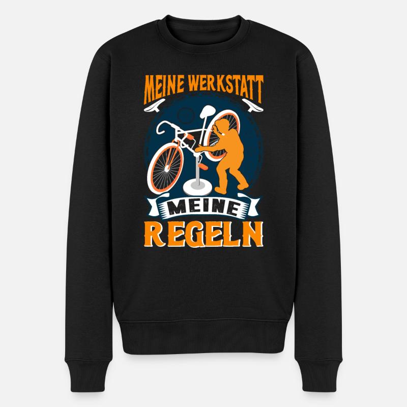 Fahrrad Schrauber - Meine Werkstatt - Meine Regeln - Männer Premium Bio Pullover - Schwarz