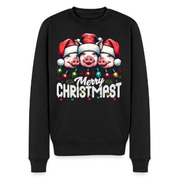 MERRY ChristMAST - Weihnachtsbraten Essen Mahlzeit - Männer Premium Bio Pullover - Schwarz - Vorne - Nico (187cm)