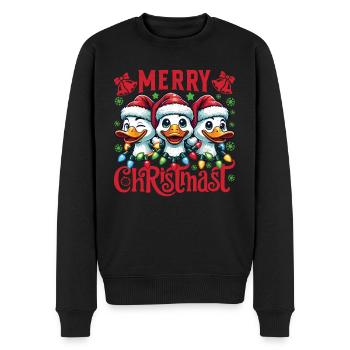 MERRY ChristMAST - Weihnachtsgans Festtagsessen - Männer Premium Bio Pullover - Schwarz - Vorne - Nico (187cm)