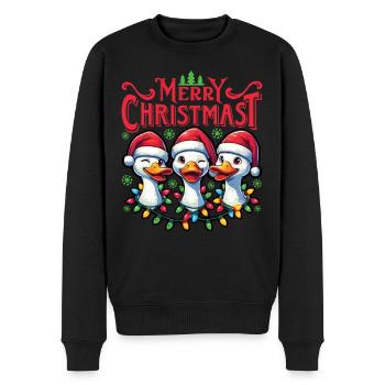MERRY ChristMAST - Weihnachtsgans Festtagsessen - Männer Premium Bio Pullover - Schwarz - Vorne - Nico (187cm)