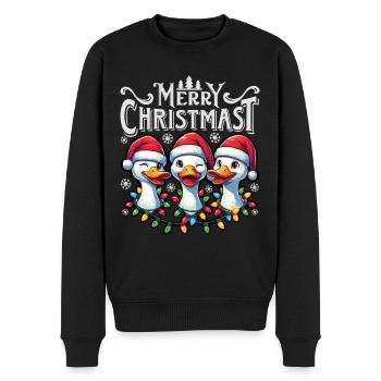 MERRY ChristMAST - Weihnachtsgans Festtagsessen - Männer Premium Bio Pullover - Schwarz - Vorne - Nico (187cm)