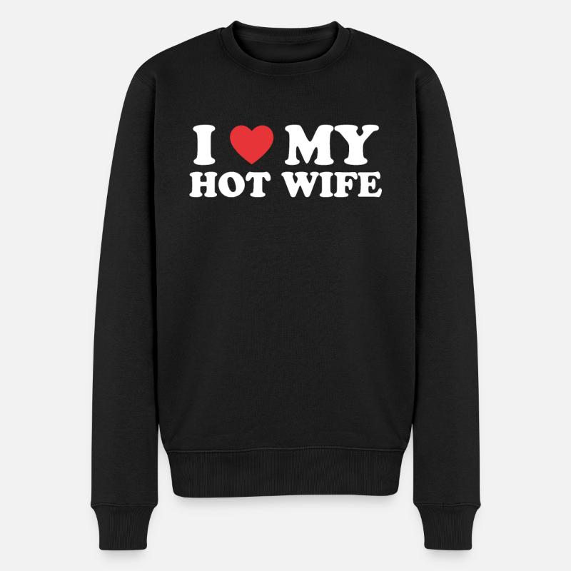 Liebe meiner heißen Frau - Männer Premium Bio Pullover - Schwarz