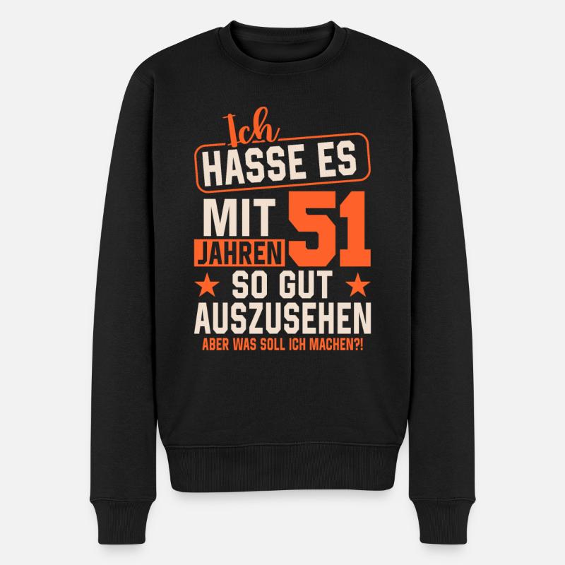 Junggeblieben mit 51 - Männer Premium Bio Pullover - Schwarz