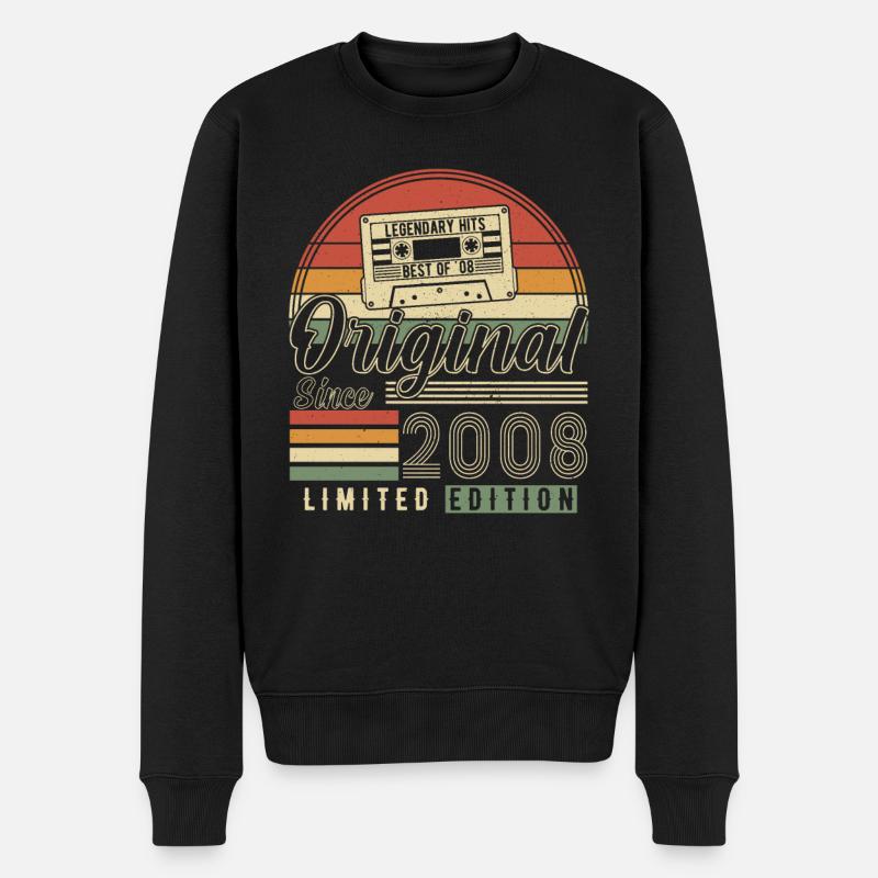 Legendäres Geburtsjahr 2008 - Männer Premium Bio Pullover - Schwarz