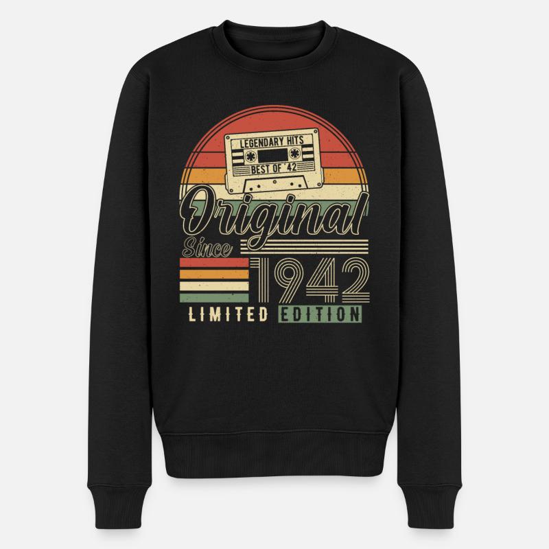 Jahrgang 1942 Legenden - Männer Premium Bio Pullover - Schwarz