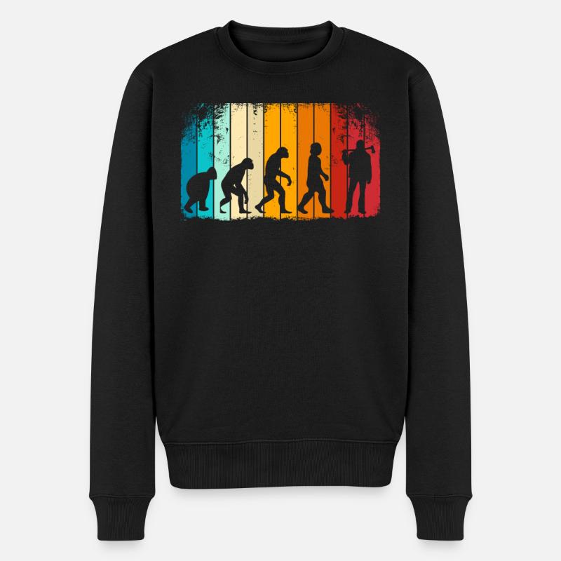 Retro Evolution Holzfäller - Holzhacker - Männer Premium Bio Pullover - Schwarz