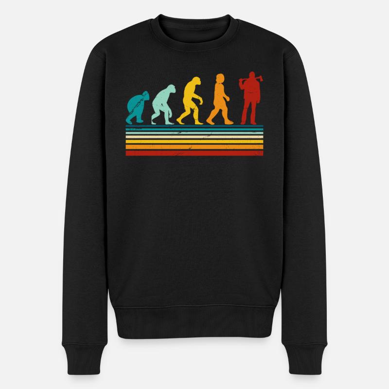 Retro Evolution Holzfäller - Holzhacker - Männer Premium Bio Pullover - Schwarz
