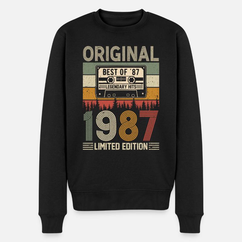Jahrgang 1987 Jubiläum - Männer Premium Bio Pullover - Schwarz