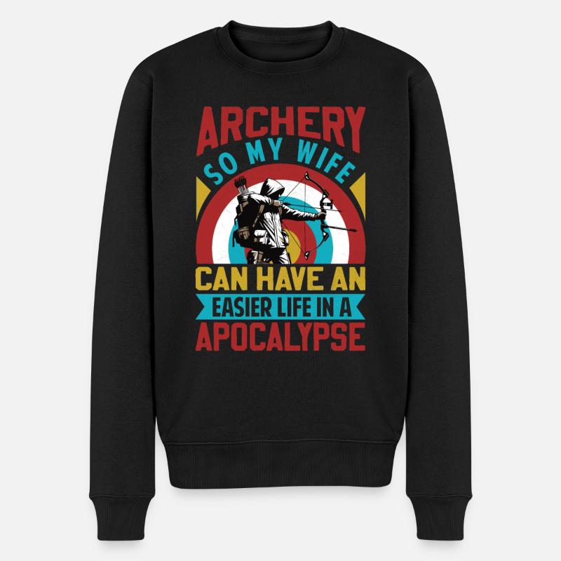 Lustiger Bogenschießen Spruch - Apokalypse - Männer Premium Bio Pullover - Schwarz