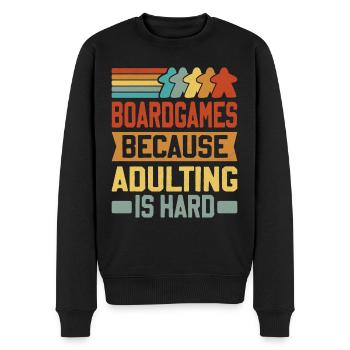 Board Games - Because Adulting Is Hard - Men's Premium Organic Jumper - black - Front - Nico (187cm)