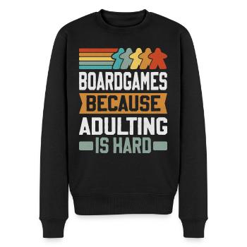 Board Games - Because Adulting Is Hard - Men's Premium Organic Jumper - black - Front - Nico (187cm)