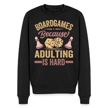 Board Games - Because Adulting Is Hard - Men's Premium Organic Jumper - black - Front - Nico (187cm)