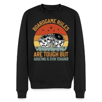 Board Game Rules - But Adulting Is Tougher - Men's Premium Organic Jumper - black - Front - Nico (187cm)
