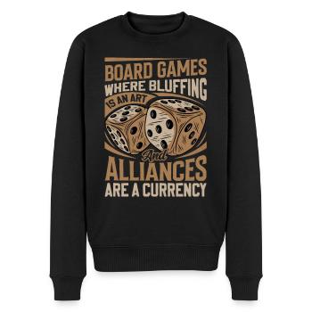 Board Game Saying - Alliances Are Currencies - Men's Premium Organic Jumper - black - Front - Nico (187cm)