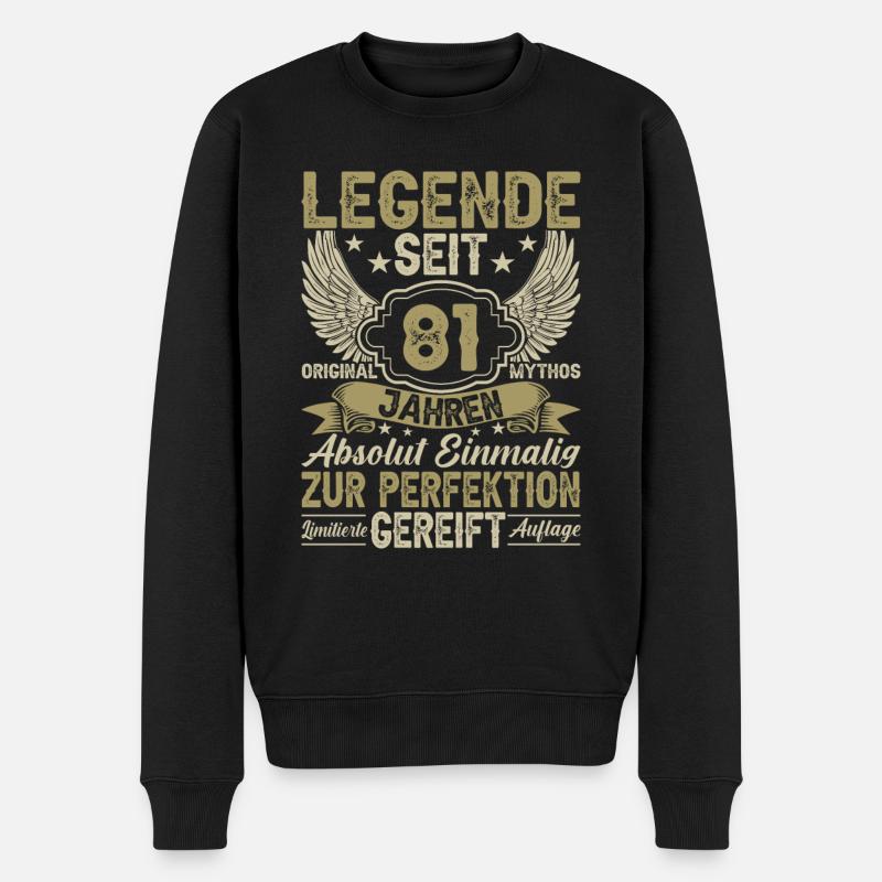 81 Jahre Legende - Männer Premium Bio Pullover - Schwarz