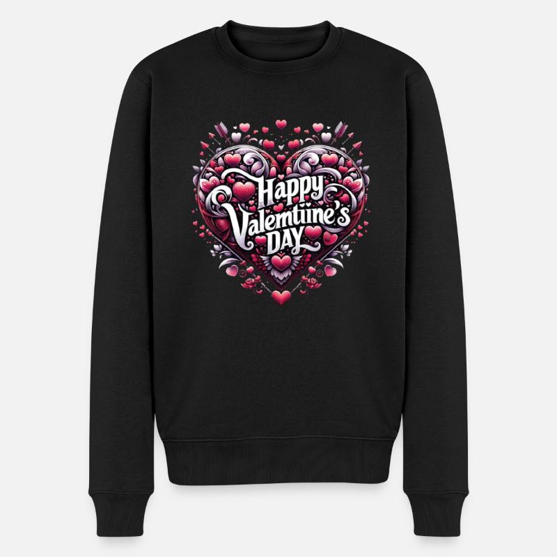 Liebe's Symphonie: Ein Valentinstag Herzmosaik - Männer Premium Bio Pullover - Schwarz