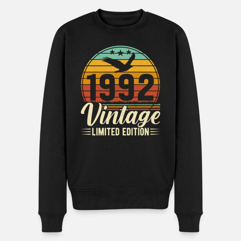 Kreative 1992 Jahrgang Retro Design - Männer Premium Bio Pullover - Schwarz