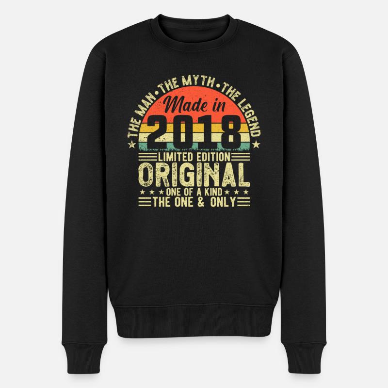 Geboren 2018 - Vintage Jahrgang Geschenk - Männer Premium Bio Pullover - Schwarz