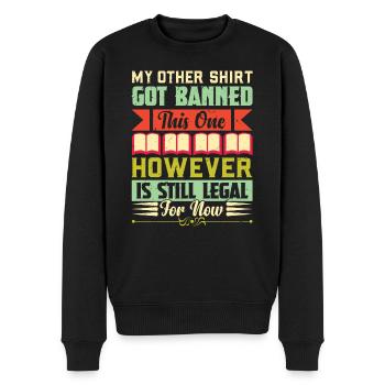 Banned Book Reading Bookworms Vintage Outfit - Männer Premium Bio Pullover - Schwarz - Vorne - Nico (187cm)
