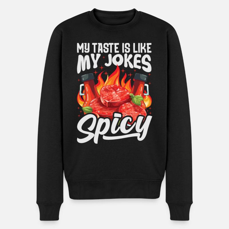 Red Hot Chili Sauce Spicy Food Lover Pizza Bekleid - Männer Premium Bio Pullover - Schwarz