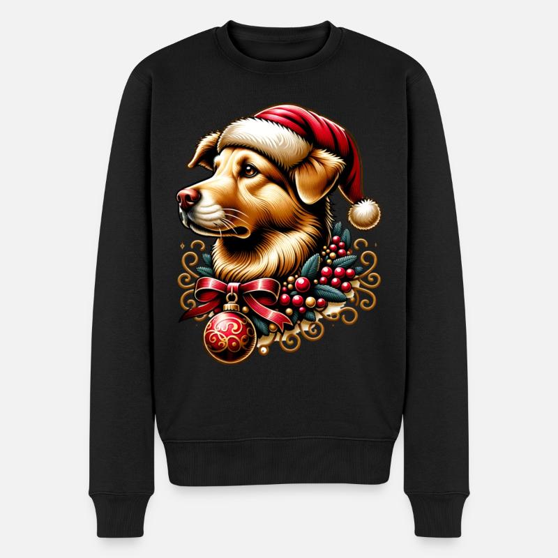 Weihnachts-Hund - Männer Premium Bio Pullover - Schwarz