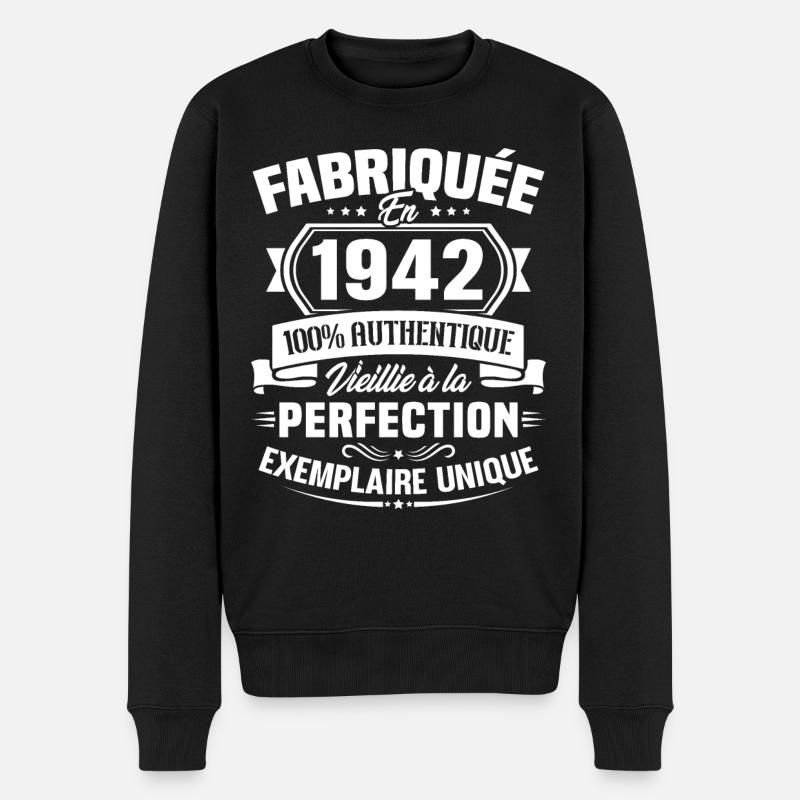 Fabriquée en 1942 - Cadeau d'anniversaire 80 ans - Pull Premium bio Homme - noir