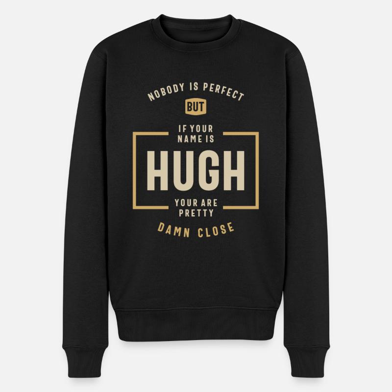 Hugh Personalized Name - Men's Premium Organic Jumper - black