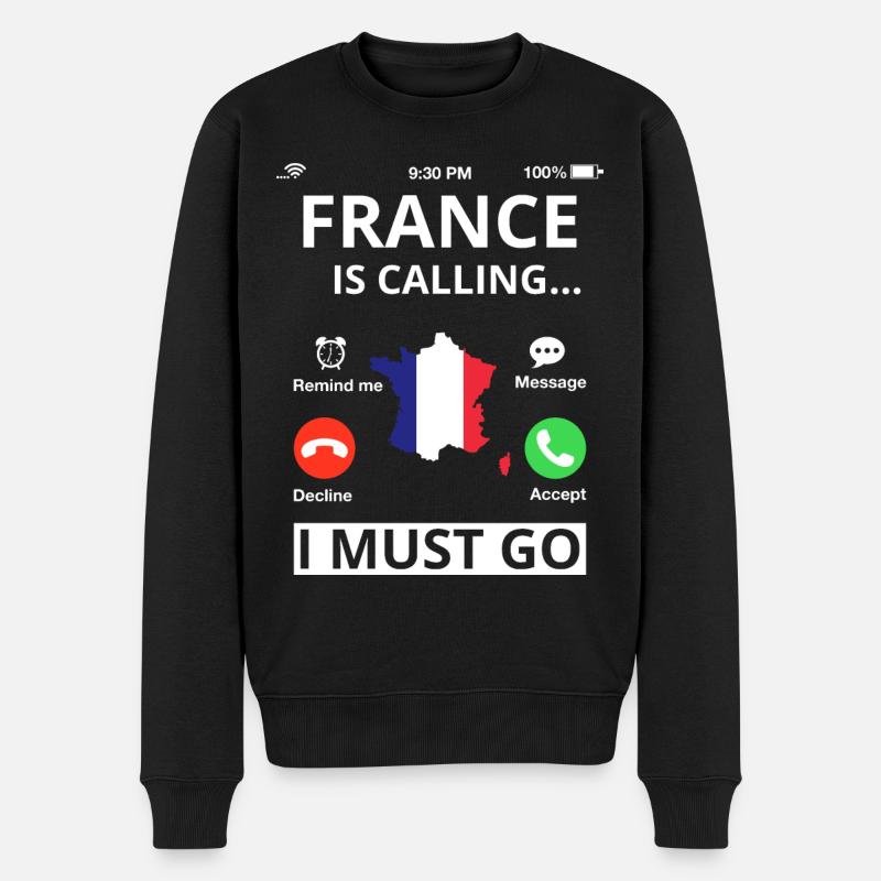 Drapeau français Le drapeau français appelle - Pull Premium bio Homme - noir