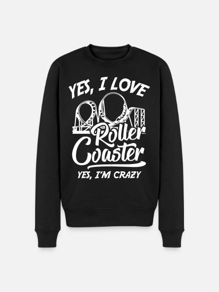 I Love Roller Coaster - Männer Premium Bio Pullover - Schwarz