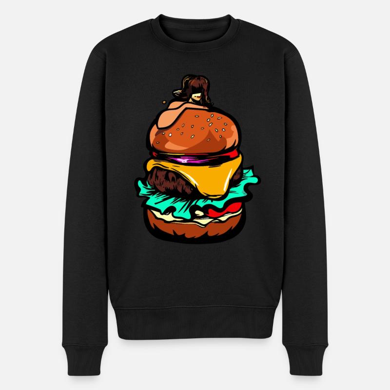 Burger Cheeseburger Lover Girl - Männer Premium Bio Pullover - Schwarz