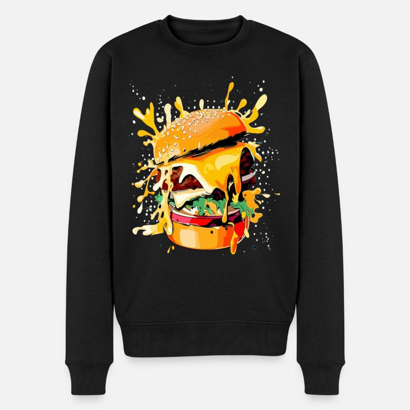 Cheeseburger Burger Liebhaber - Männer Premium Bio Pullover - Schwarz