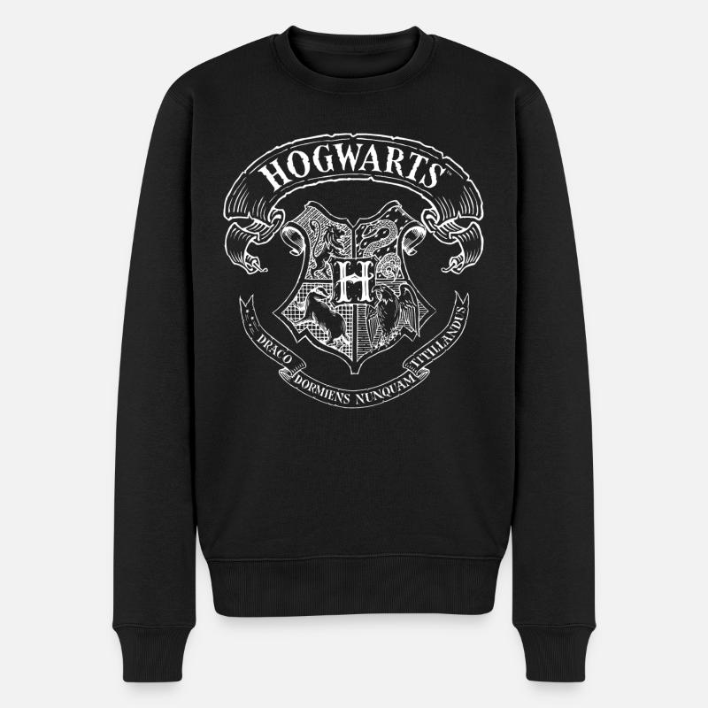 Harry Potter Hogwarts Wappen Zeichnung - Männer Premium Bio Pullover - Schwarz