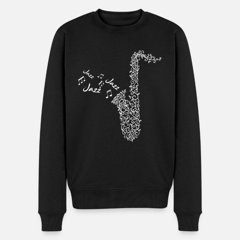 Jazz Saxophon - Männer Premium Bio Pullover - Schwarz