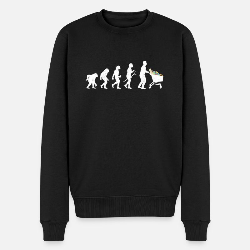 Supermarkt Einkaufswagen Shopping Kunden Evolution - Männer Premium Bio Pullover - Schwarz
